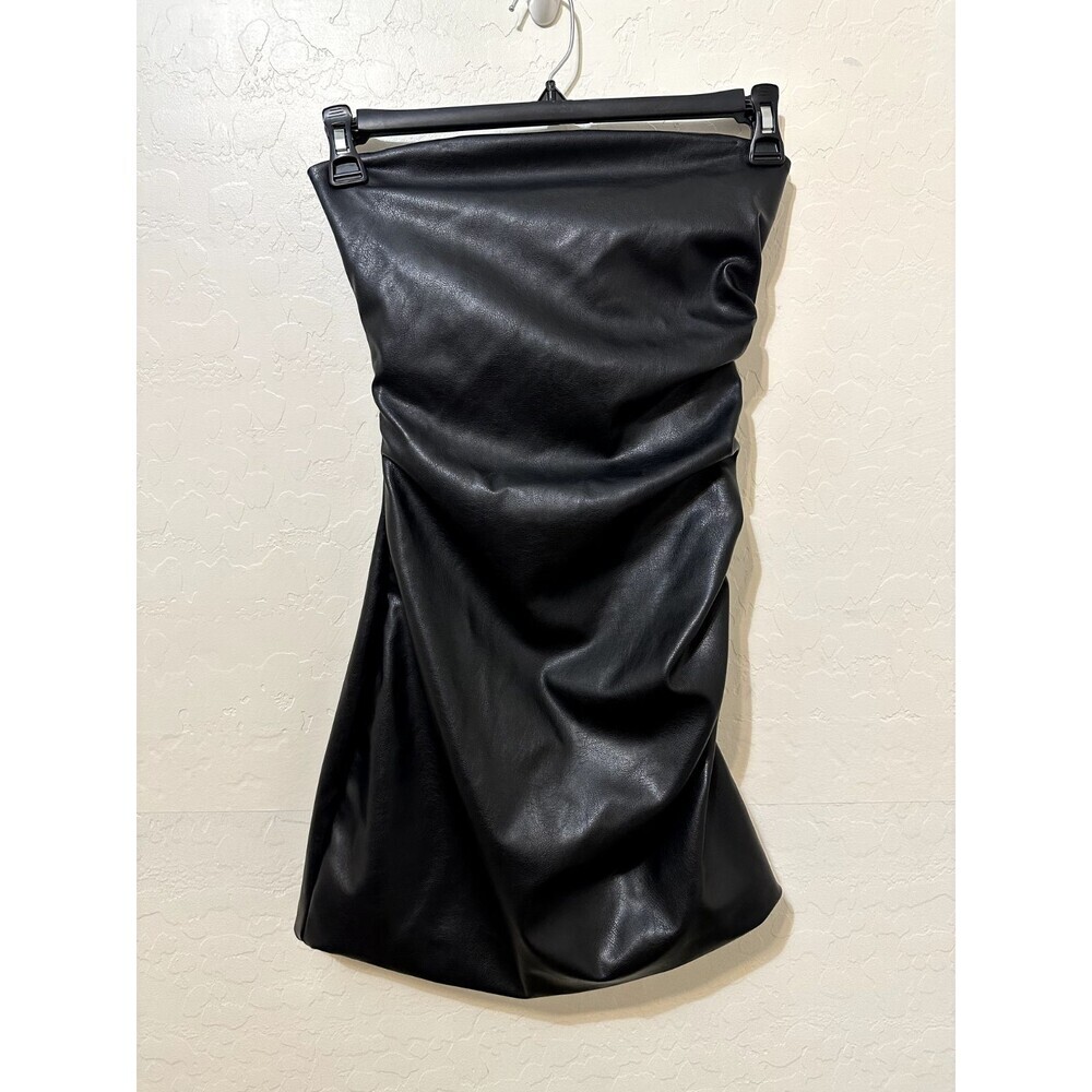 Zara Black Faux Leather Mini Dress